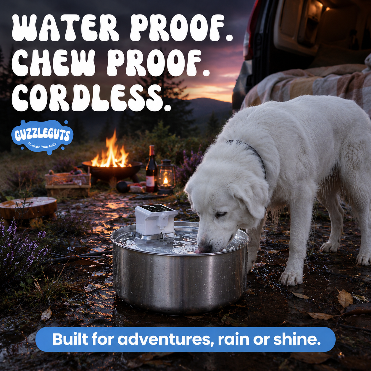 GuzzleGuts 7L Cordless Stainless Steel Dog Water Fountain