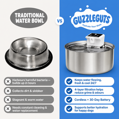 GuzzleGuts 7L Cordless Stainless Steel Dog Water Fountain